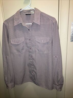 Laura Scott Vintage Button-Down Check Shirt - Purple & White Medium